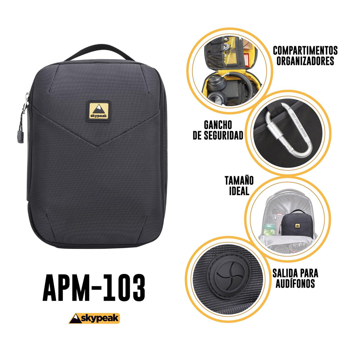 Organizador Portátil Skypeak para Cables USB, Accesorios pequeños, Baterías Portátiles APM-103BK