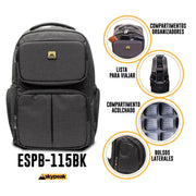 Mochila backpack Skypeak de viaje para ordenadores de 15,6" hasta 17” tamaño Grande. ESPB-115BK